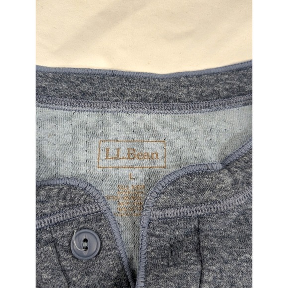 LL Bean Shirt L Tall Blue River Drivers Henley Wool Blend Two Layer Outdoor - Picture 4 of 8